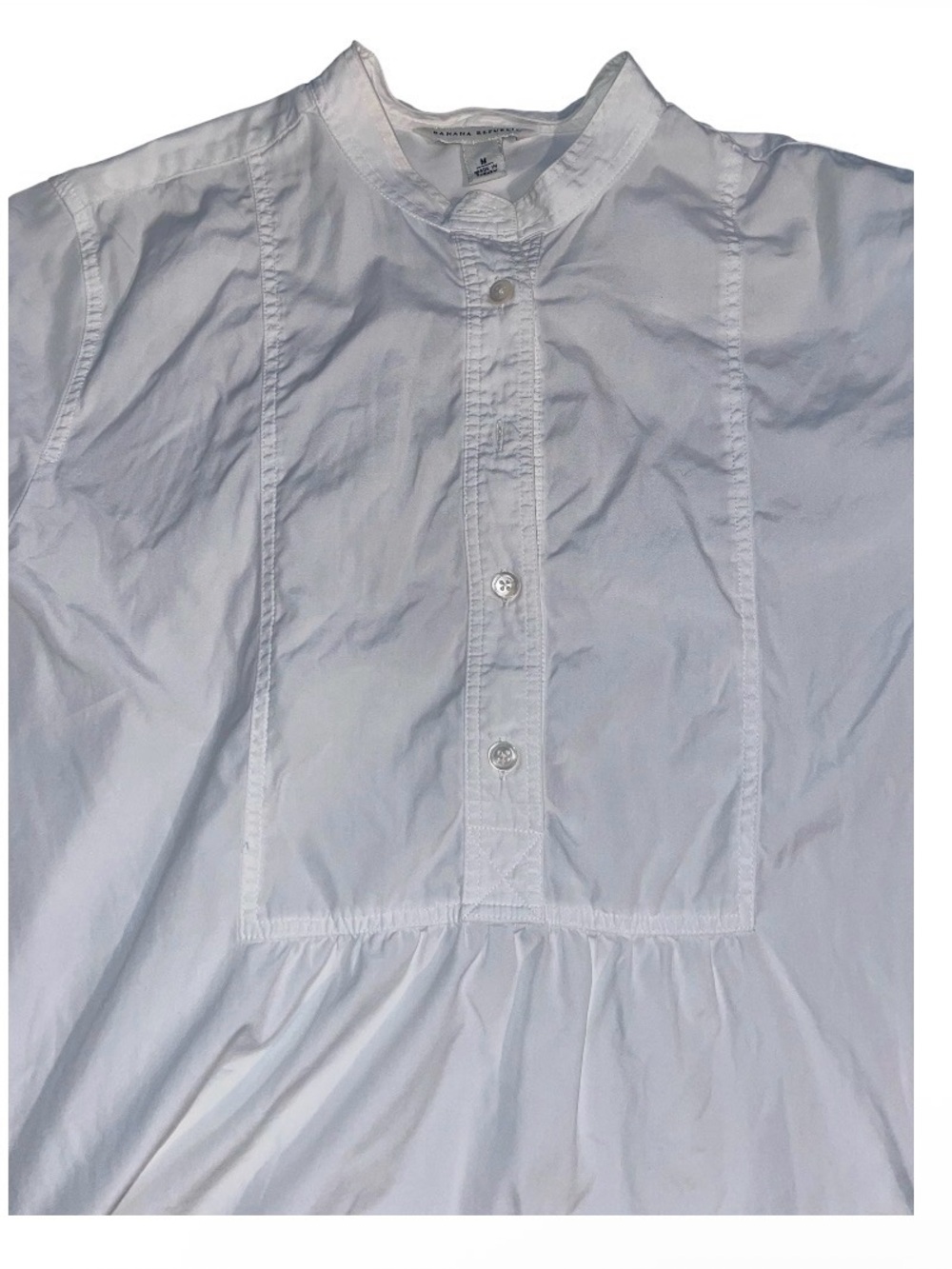 Banana Republic White Button-Front Tunic Blouse Size M
